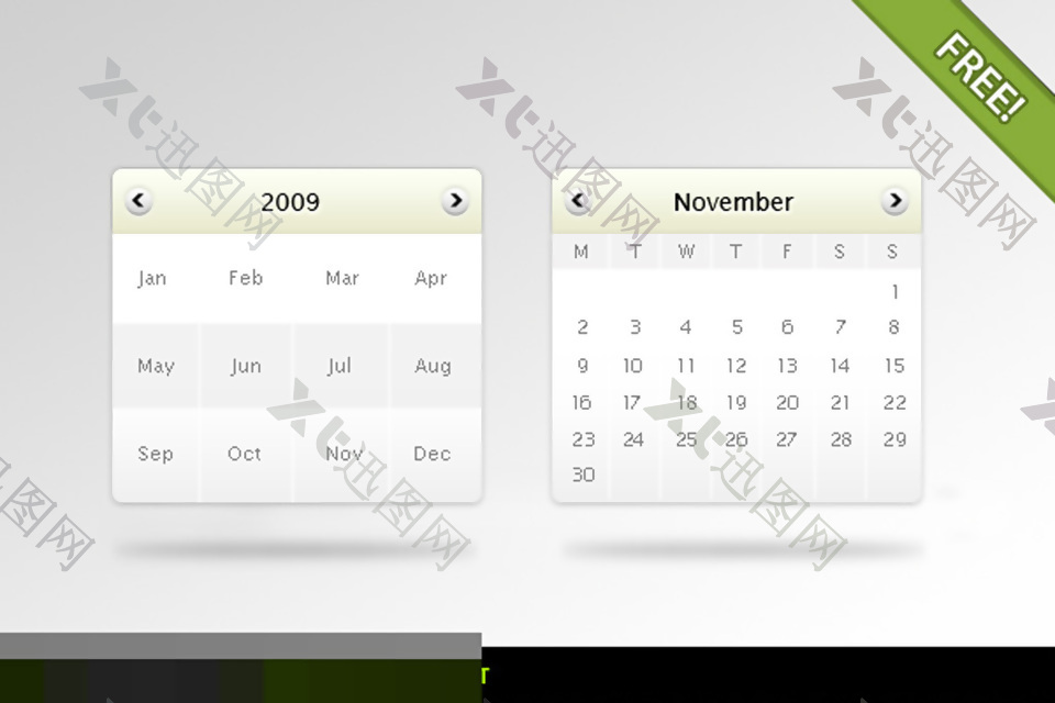 白色日历及日历部件设计素材