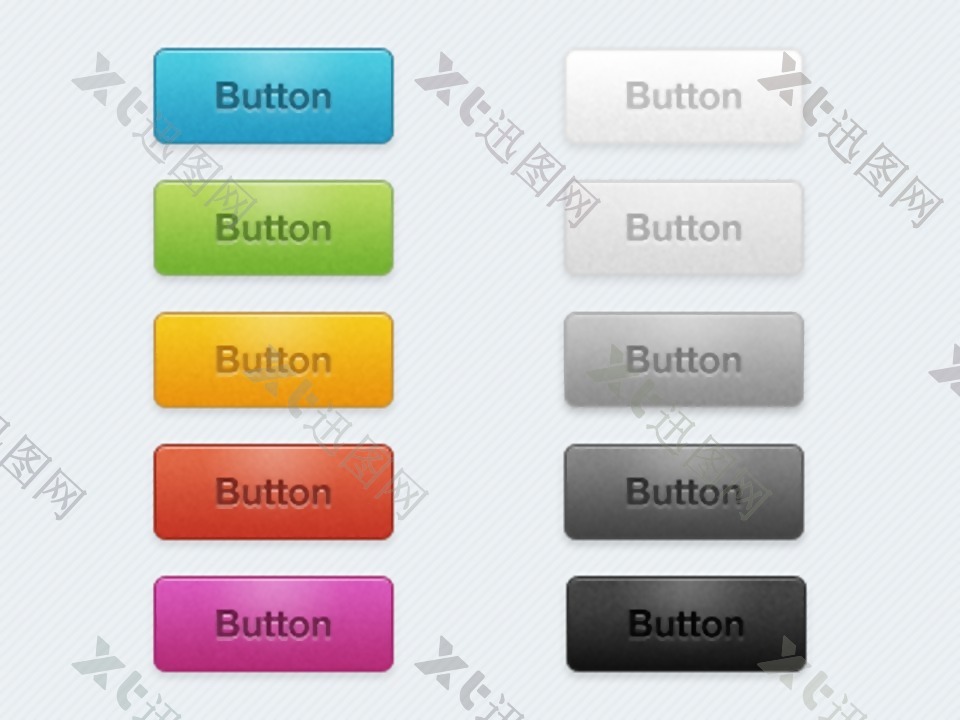 多色网页立体按钮图标素材