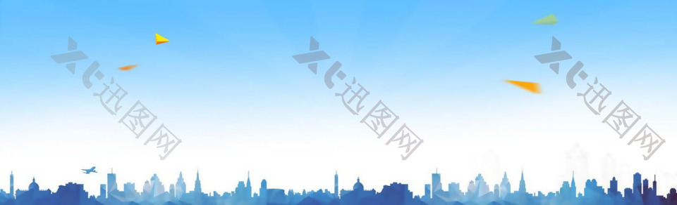 手绘建筑淘宝全屏banner背景