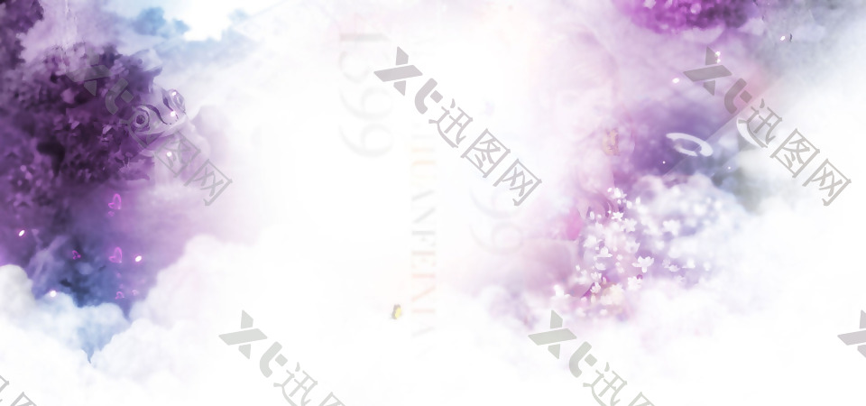 梦幻紫色花朵淘宝全屏banner背景