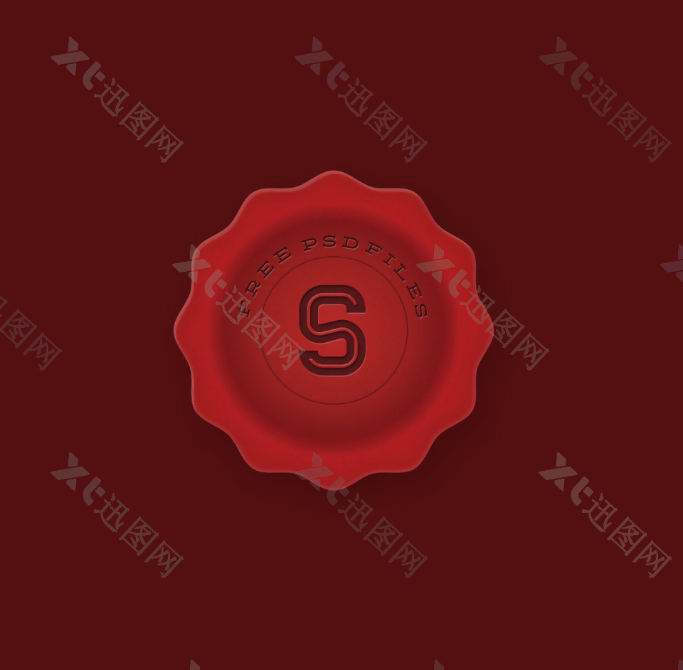 红色的邮票图形PSD模板