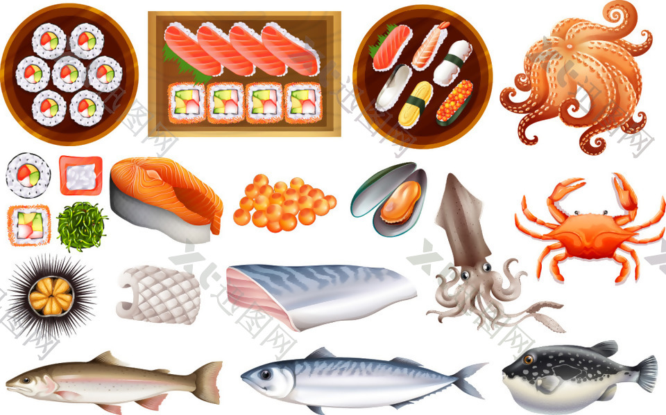 美味日式海鲜插画
