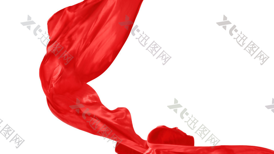 红色丝带漂浮png元素素材