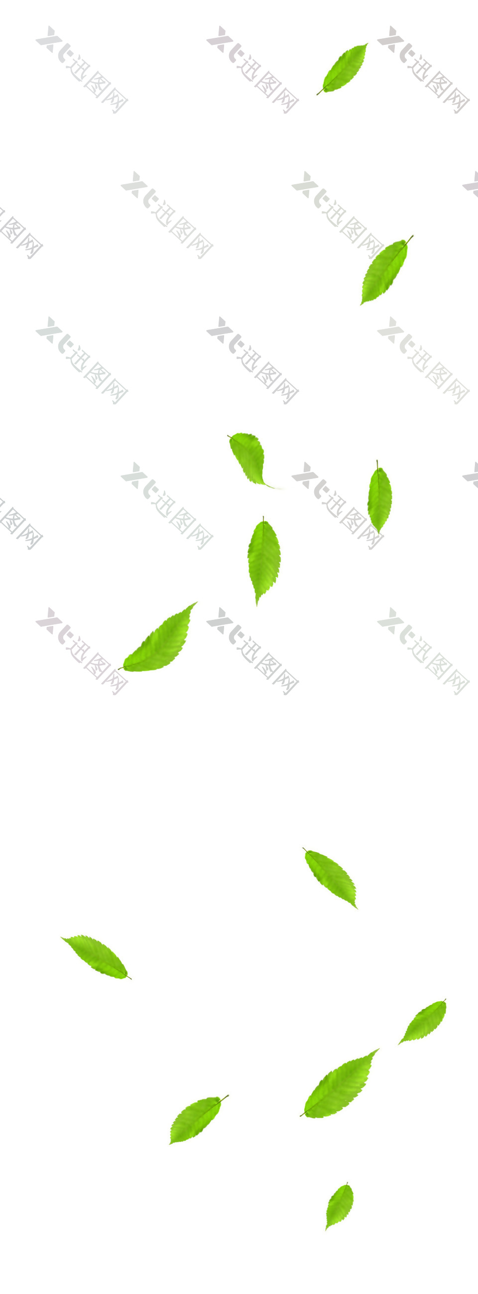 绿色漂浮树叶png元素素材