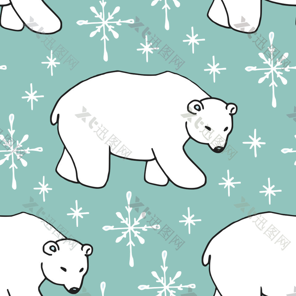 卡通可爱北极熊填充背景