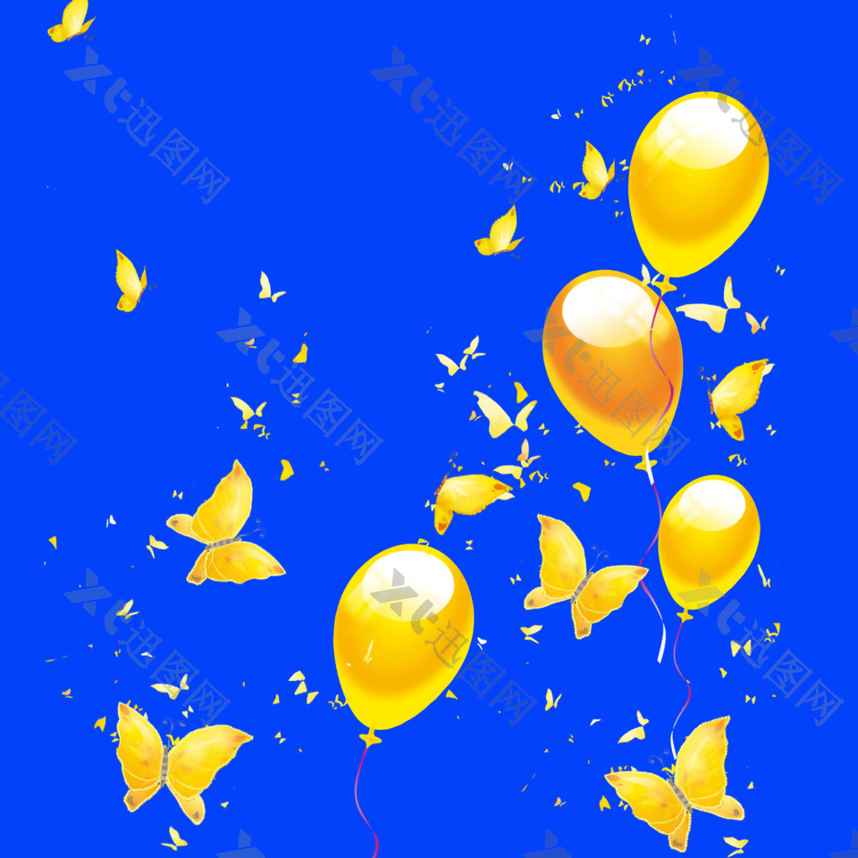 黄色蝴蝶气球素材