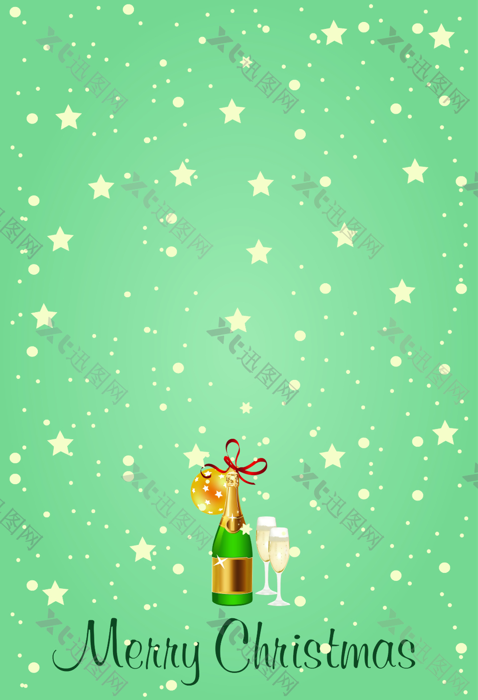 星星啤酒酒杯绿豆灰圣诞海报背景素材
