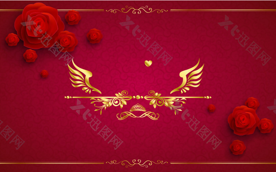 红色喜庆婚礼婚庆海报背景模板
