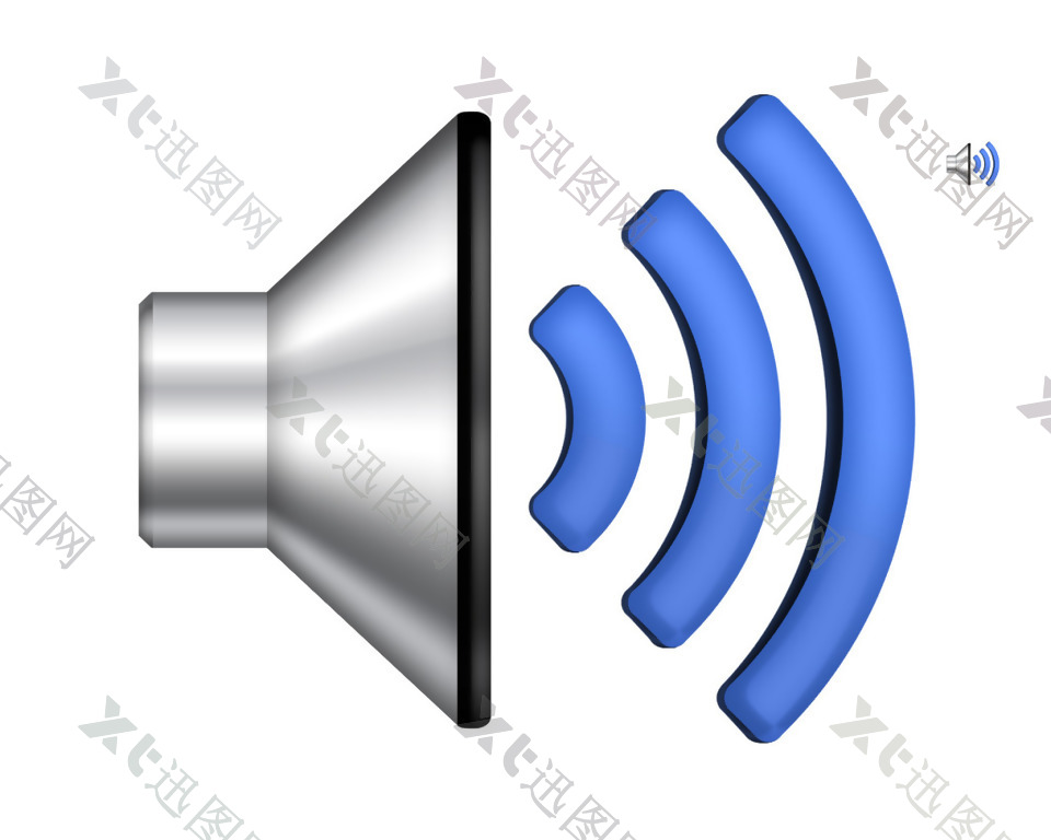 蓝色金属质感扩音器喇叭图标素材