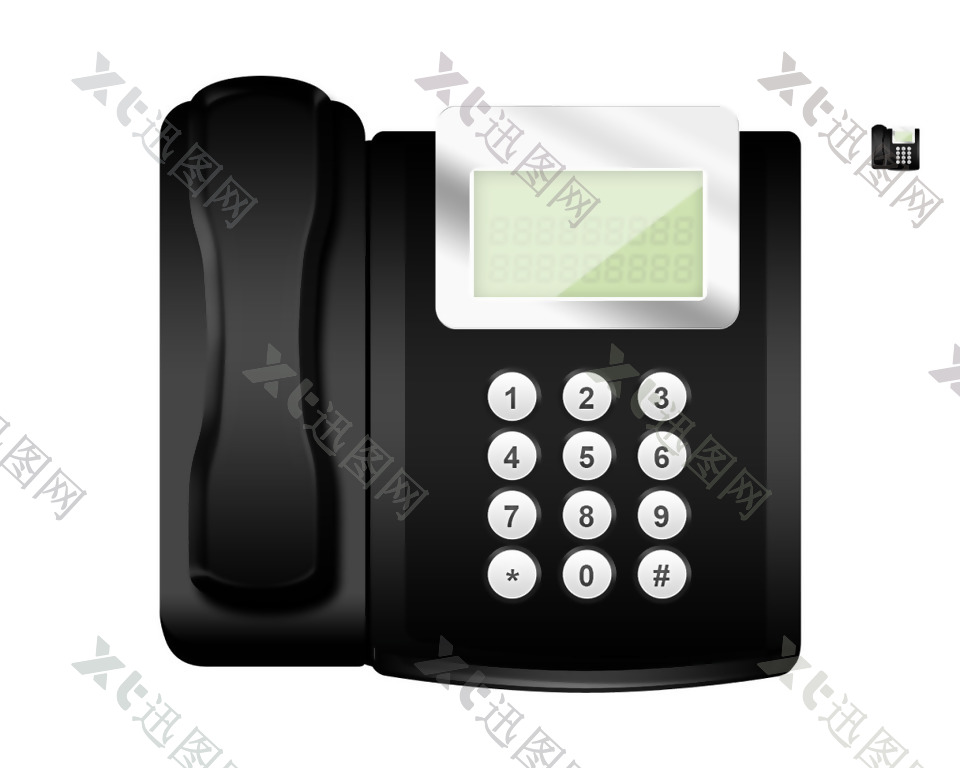 黑色电话座机icon图标设计