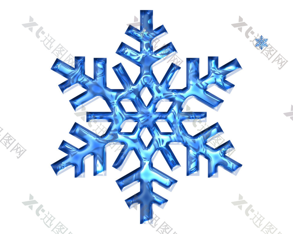 冬天蓝色雪花图标设计