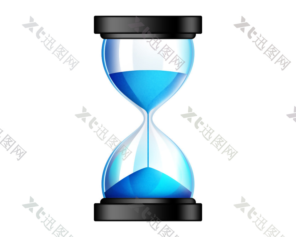 蓝色时间沙漏icon图标设计