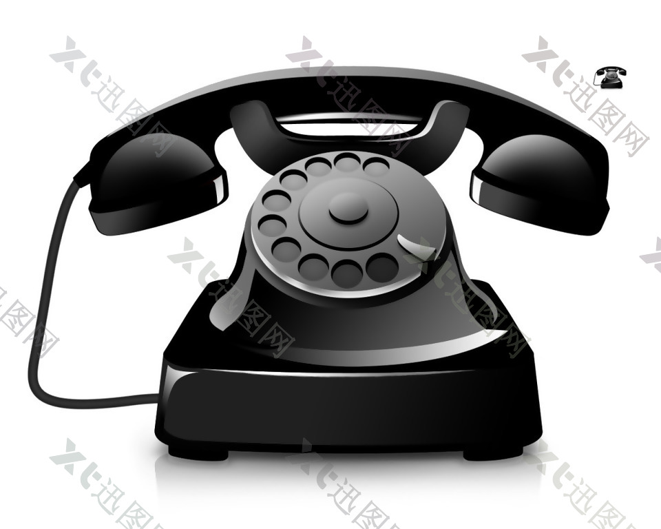 黑色老式电话icon图标设计