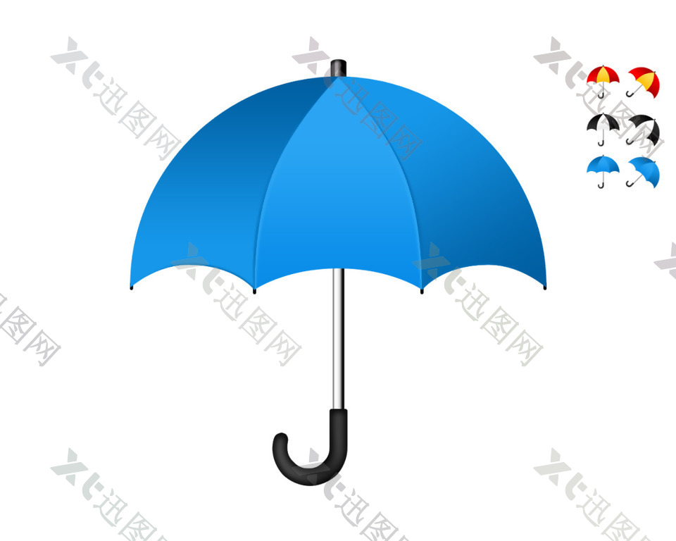 蓝色雨伞icon图标