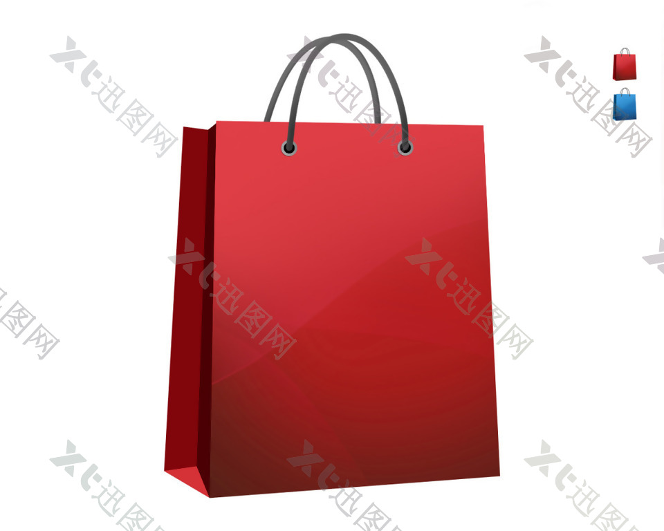 红色购物袋icon图标设计
