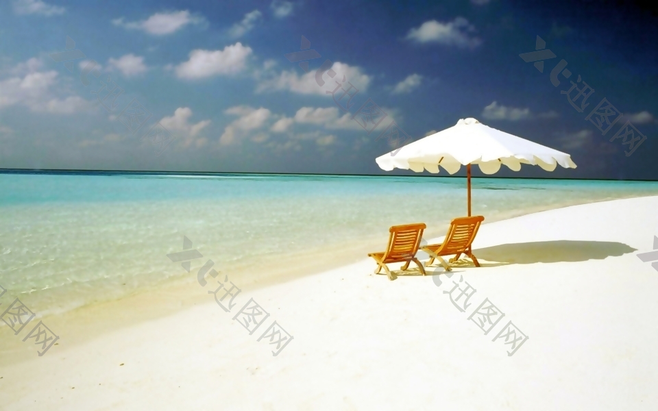 HDR海边沙滩凳子风景贴图