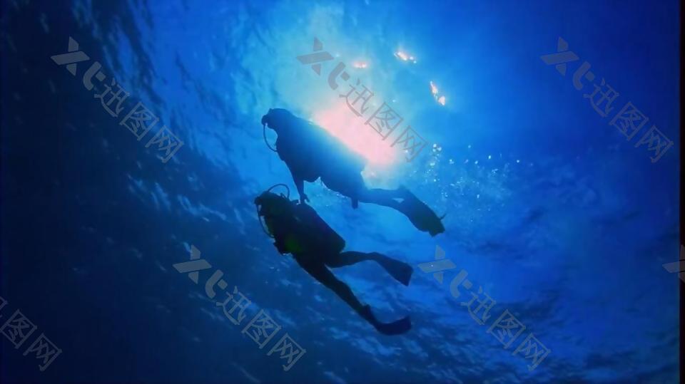 实拍深海潜水视频素材