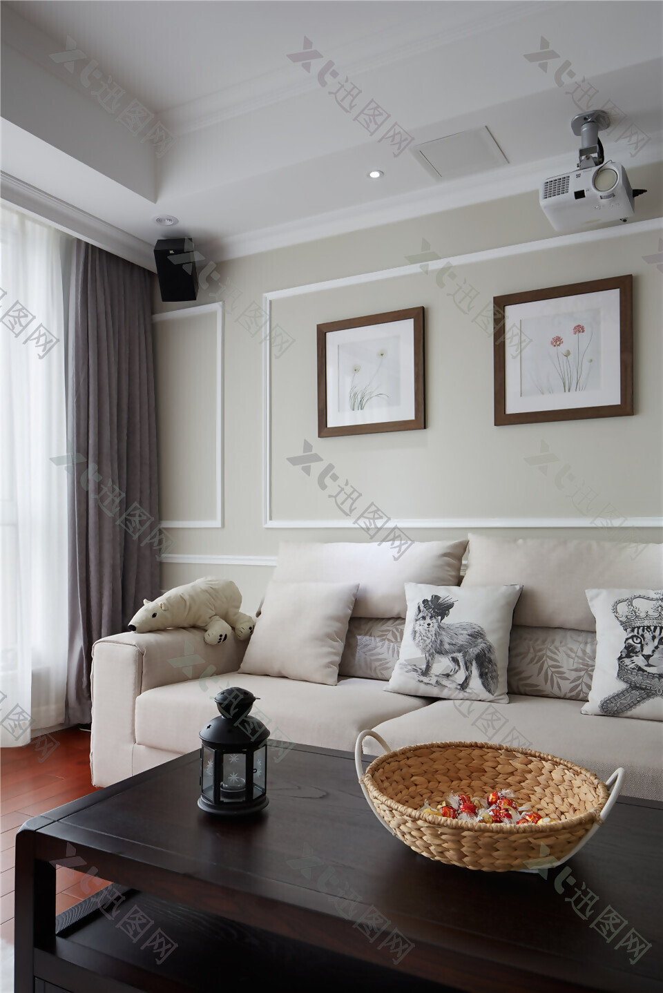 现代简欧风格客厅沙发挂画装修效果图