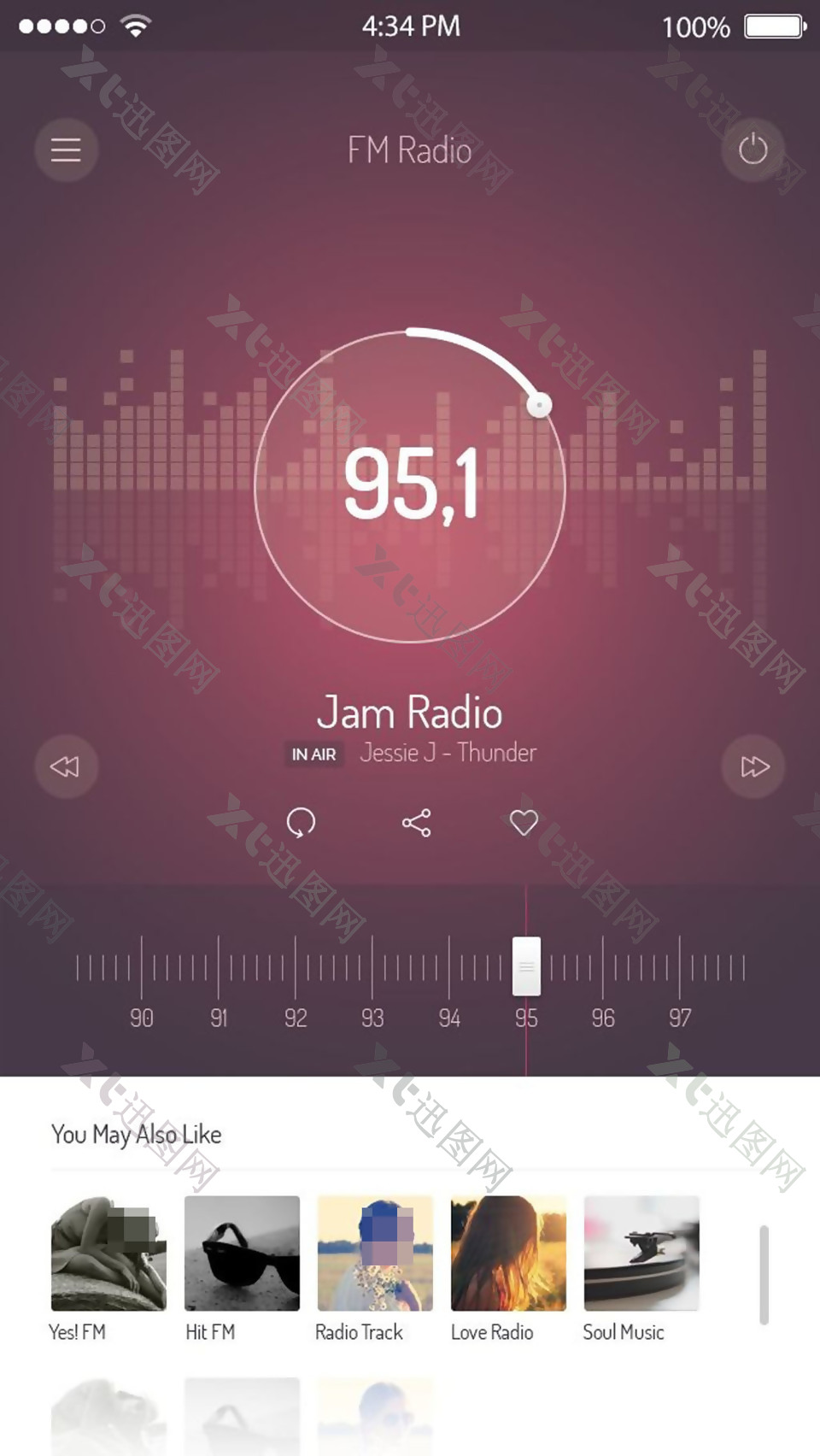 收音机应用程序界面PSD素材
