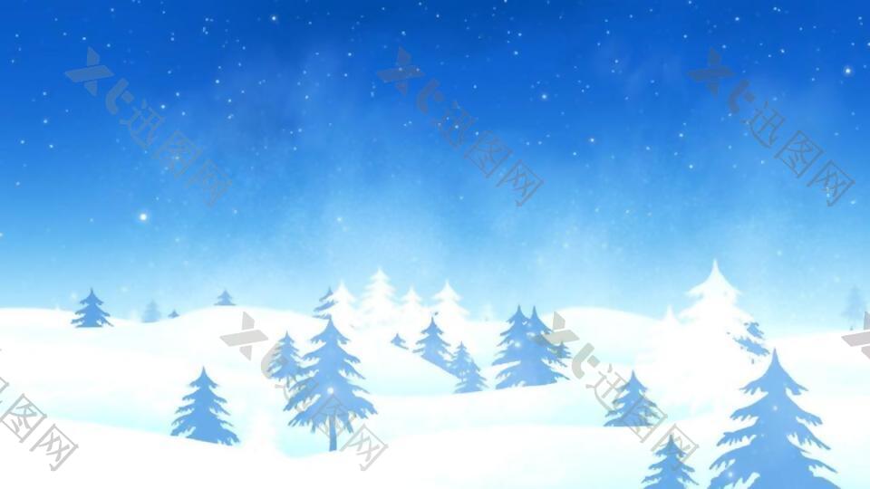 冬季梦幻雪花圣诞树背景视频素材
