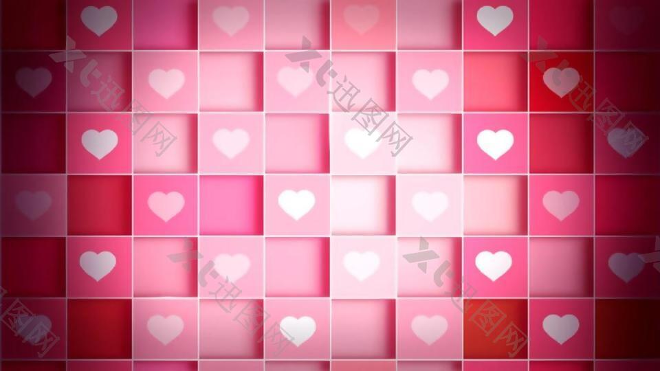 浪漫梦幻粉色爱心格子方框动态视频素材