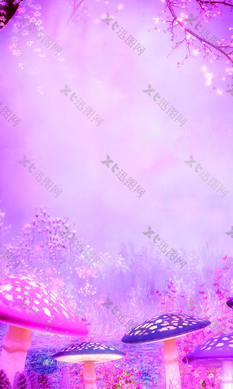 紫色梦幻童话世界背景