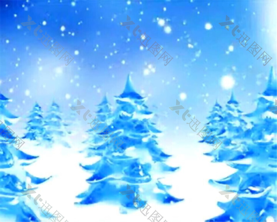 浪漫唯美圣诞雪地树木