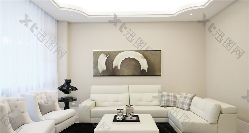 欧式客厅白色沙发组合室内装修效果图