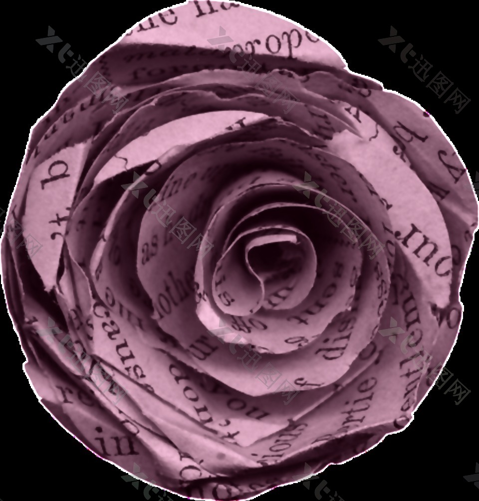 紫色字母花朵水彩透明插画装饰素材