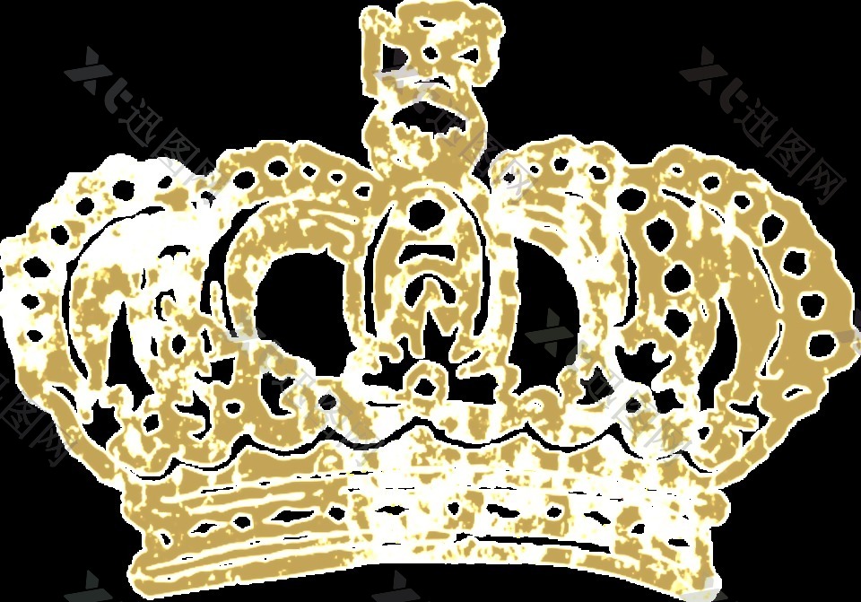 金色皇冠印章水彩透明插画装饰素材