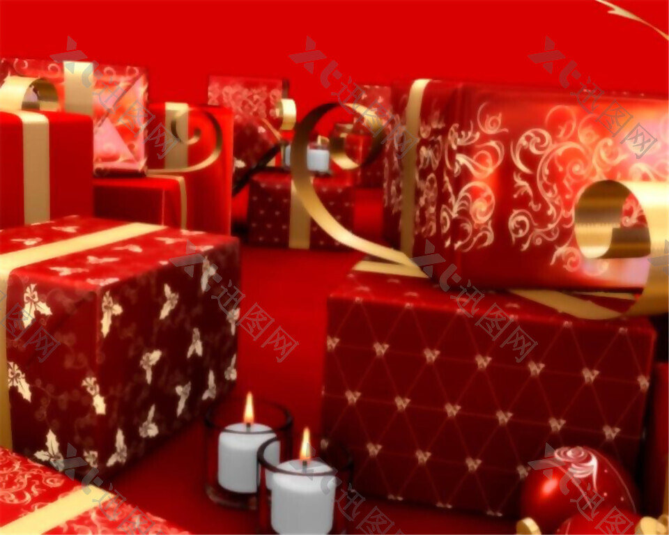 红色喜庆圣诞节庆祝礼盒视频素材
