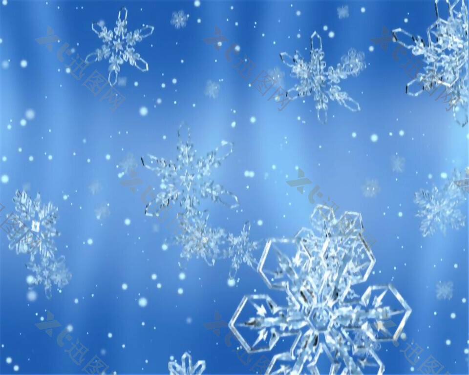 清新蓝白圣诞节雪花背景素材