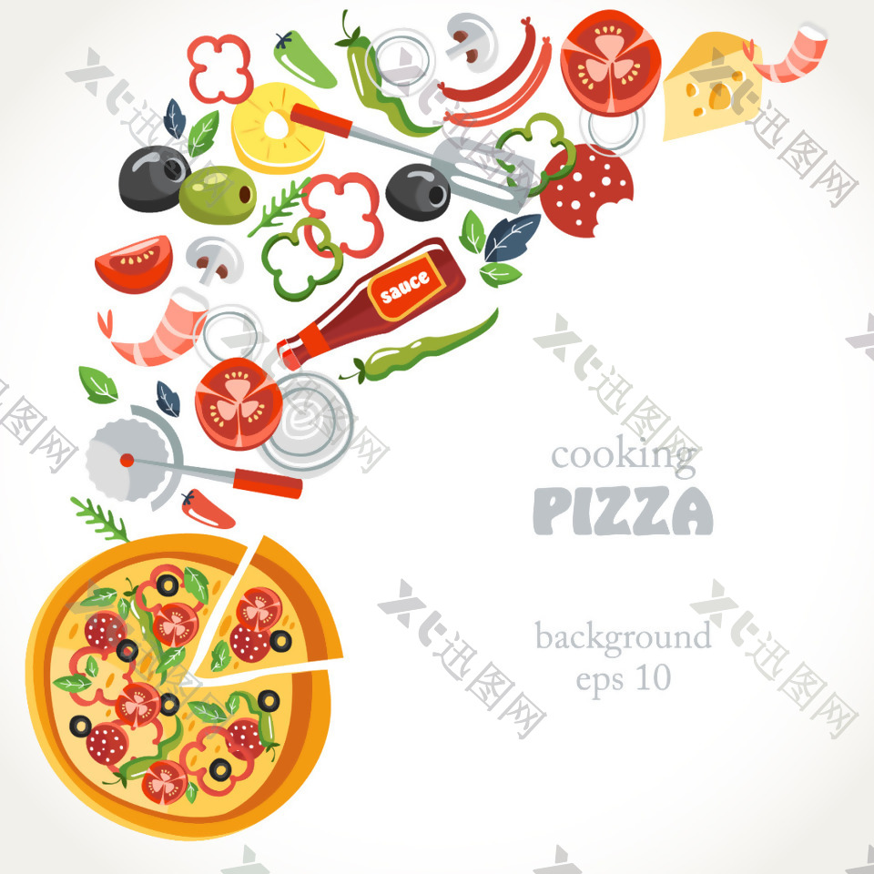 创意披萨食材插画