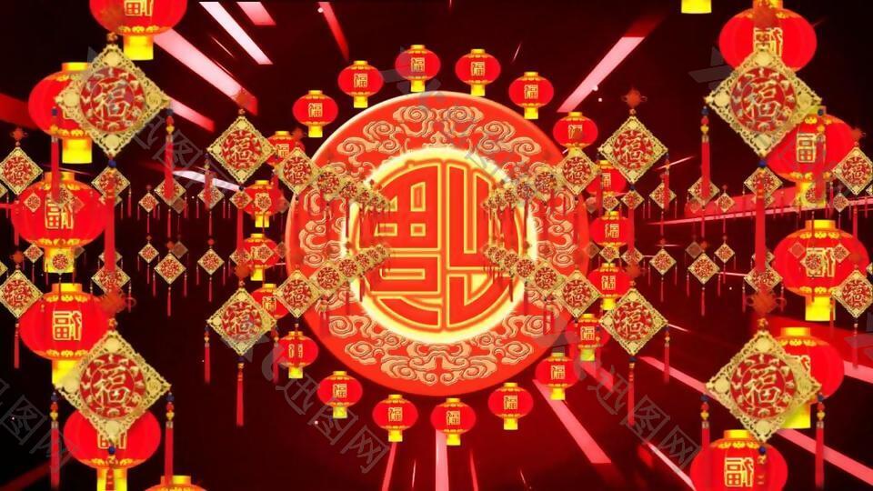 中国风喜庆春节福到祝福视频素材