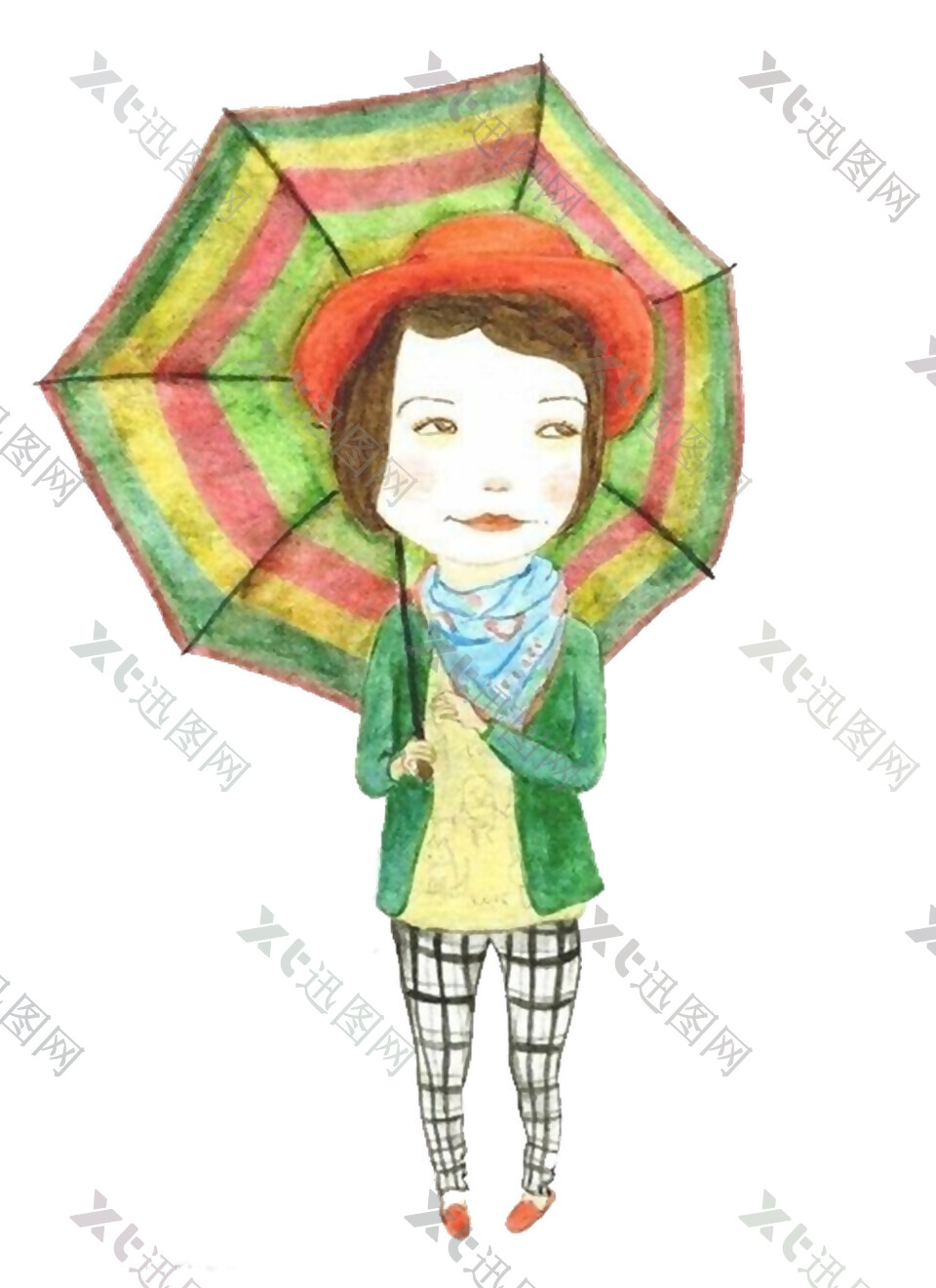彩绘打伞的女孩图案
