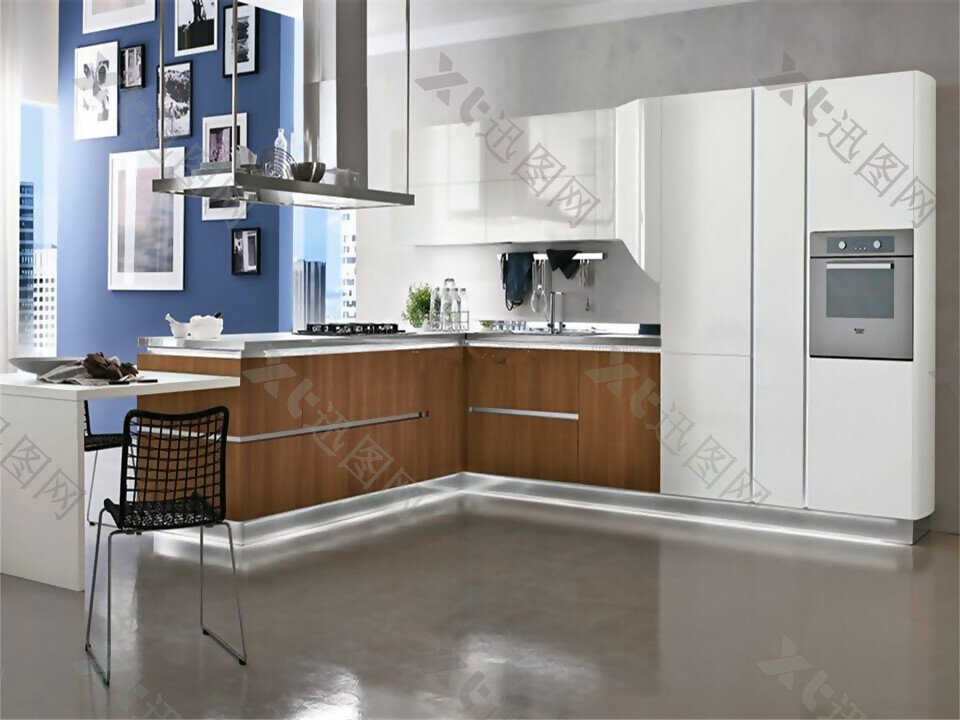 现代简欧风格开放式厨房装修效果图