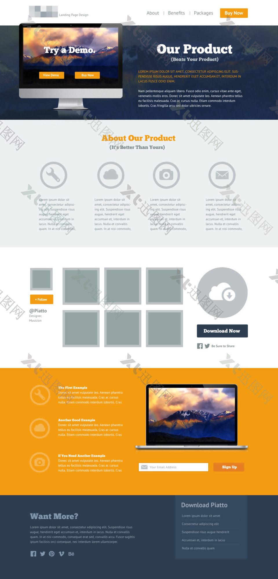 橙色科技商务网站设计素材
