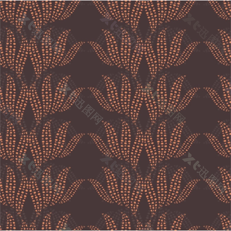 棕色叶子稻穗卡通填充背景矢量素材