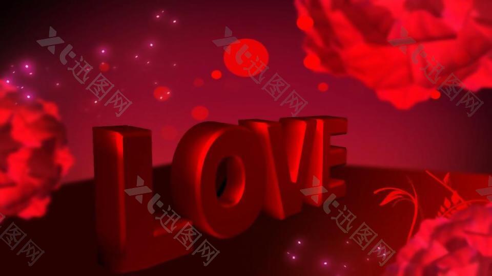 浪漫爱心LOVE字母动态视频素材