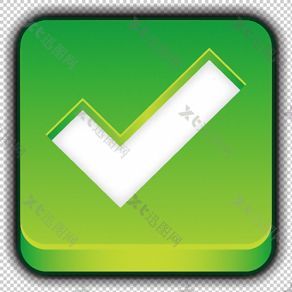 绿色方形打勾图标免抠png透明图层素材