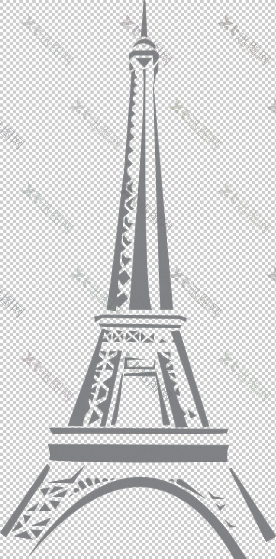 手绘简单埃菲尔铁塔免抠png透明图层素材