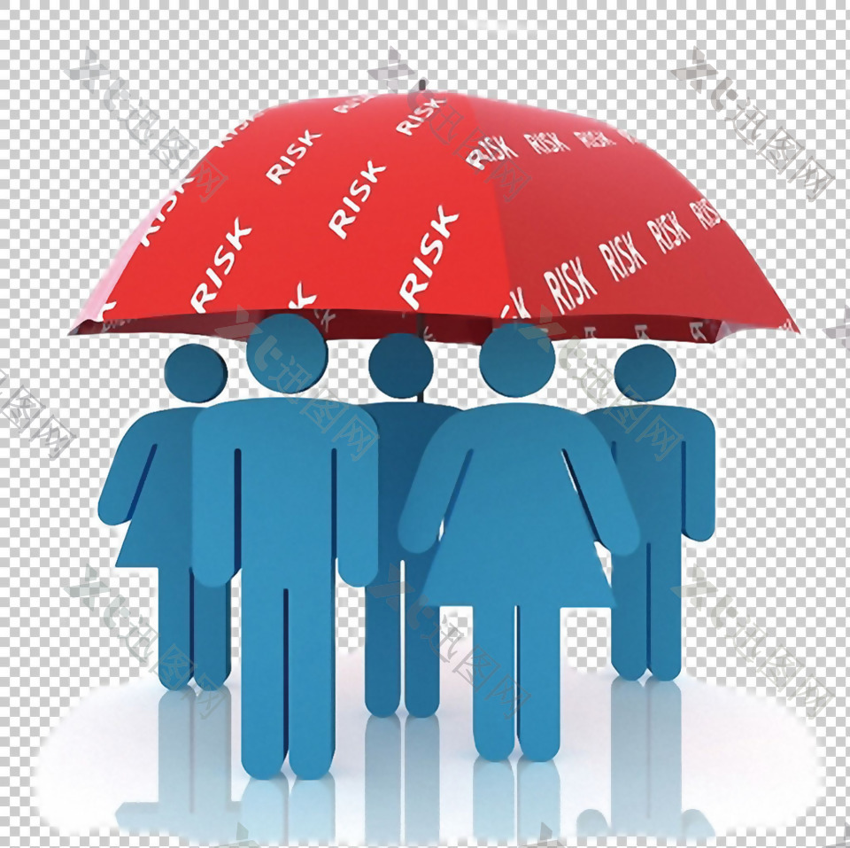 红伞下蓝色小人免抠png透明图层素材