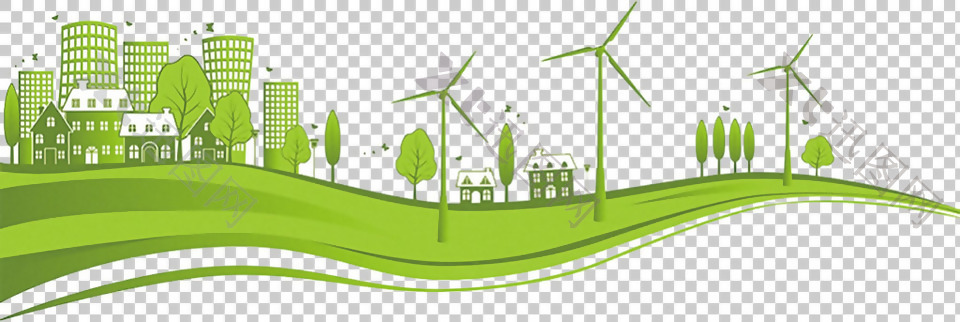 绿色城市风力发电机免抠png透明图层素材