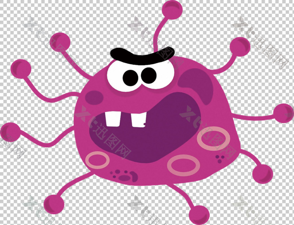 卡通紫色病毒图案免抠png透明图层素材