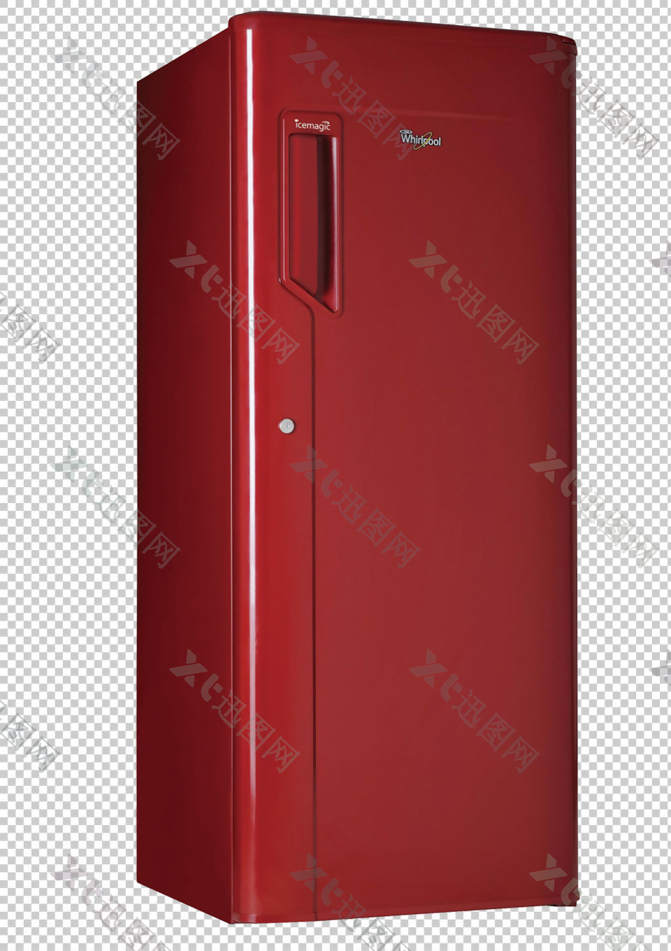 红色立式冰箱免抠png透明图层素材