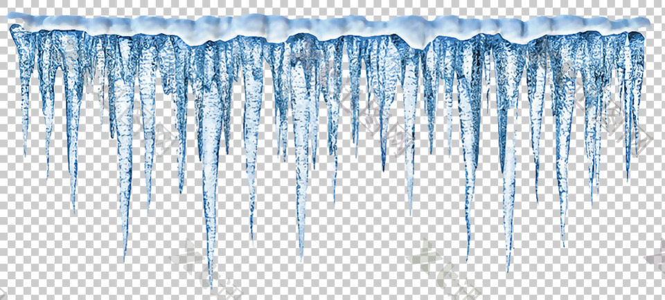 密集的蓝色冰柱免抠png透明图层素材