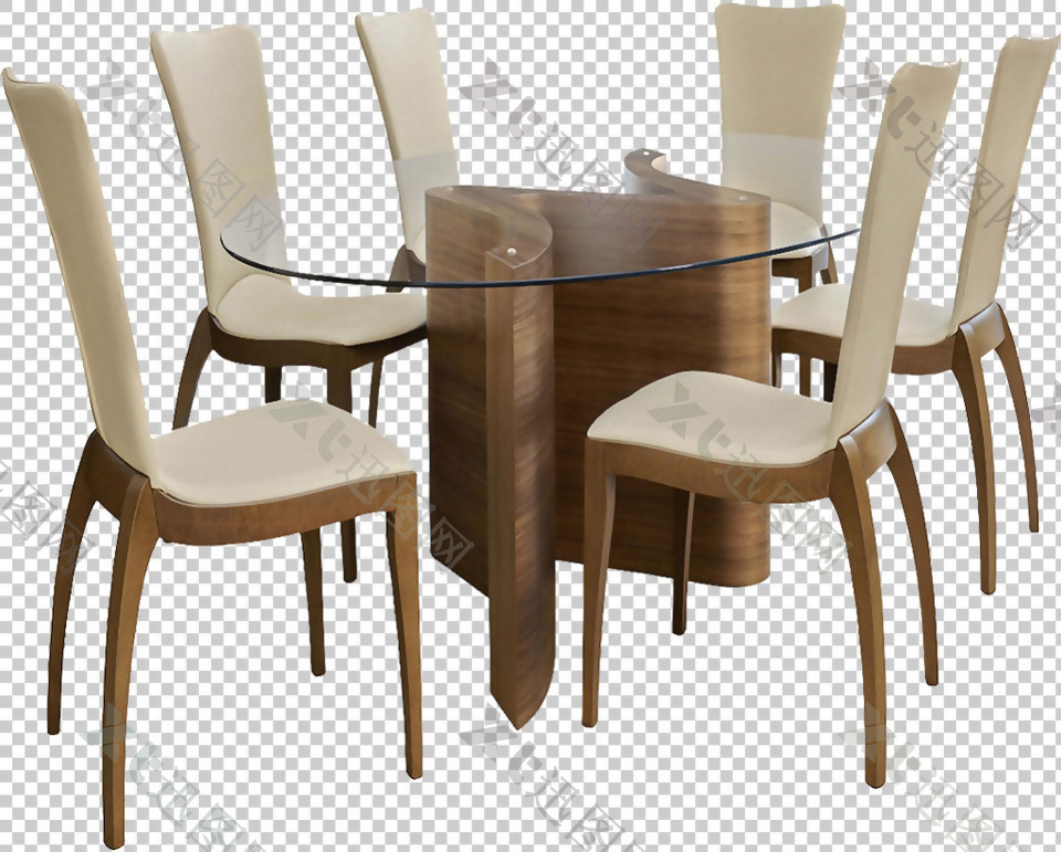 成套圆形桌面餐桌免抠png透明图层素材