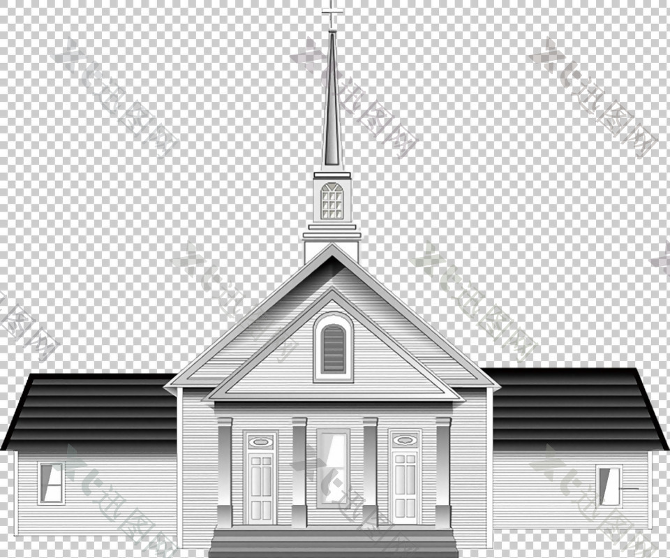 简约小教堂免抠png透明图层素材