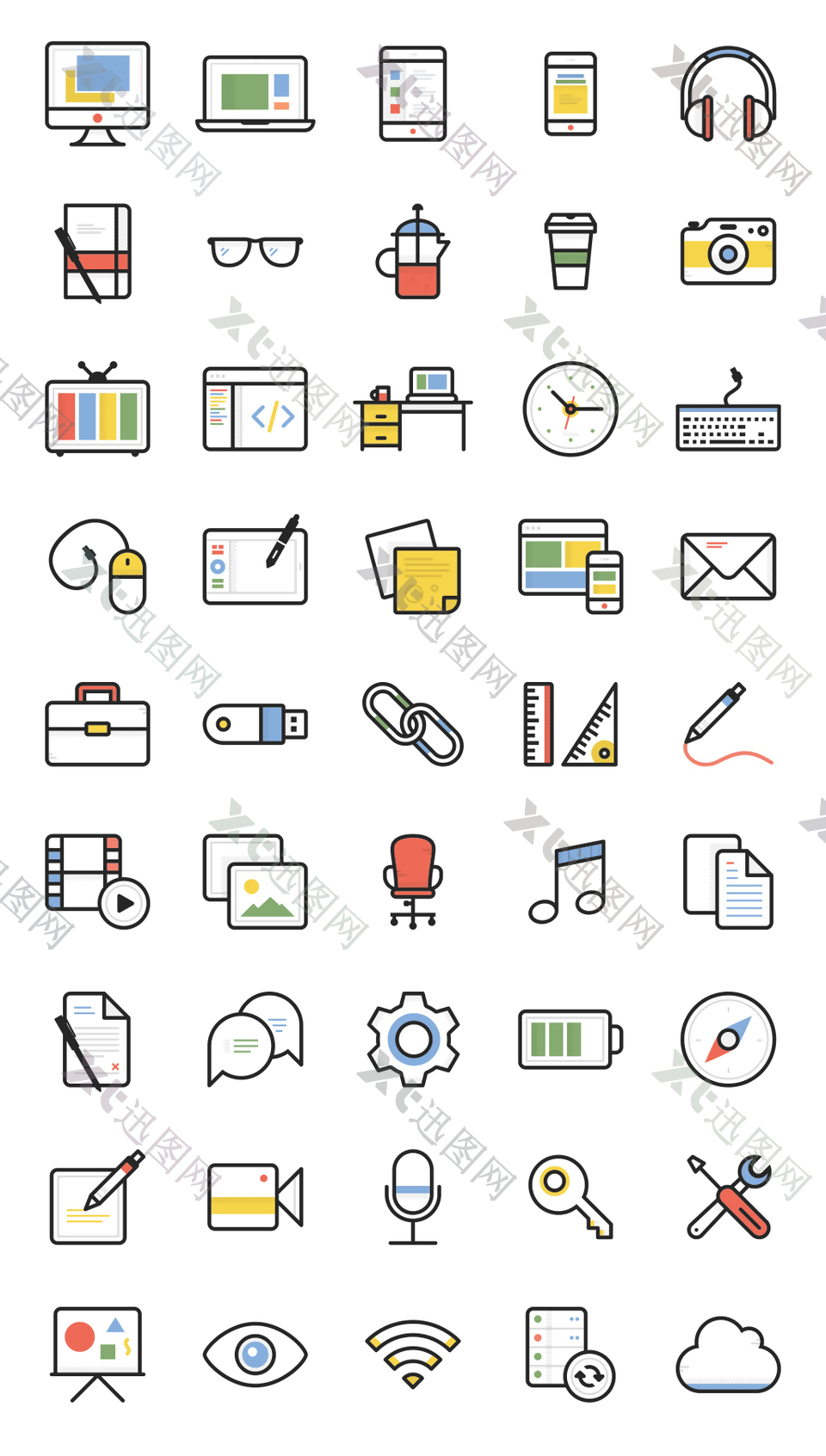 彩色网页UI生活icon图标设计