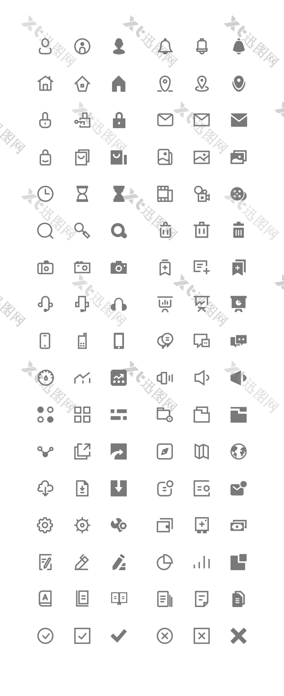 灰色线条矢量icon图标设计素材